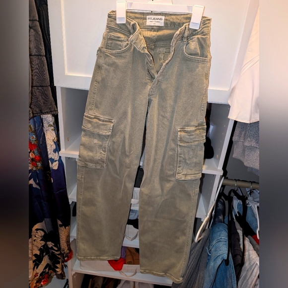 Women's Fitjeans Khaki/Green XXS - Picture 2 of 3